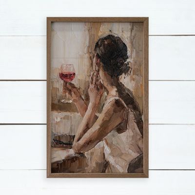 Lady Sipping Wine Framed Wall Art