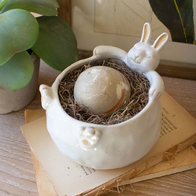 Laid Back Bunny Decorative Ceramic Pot
