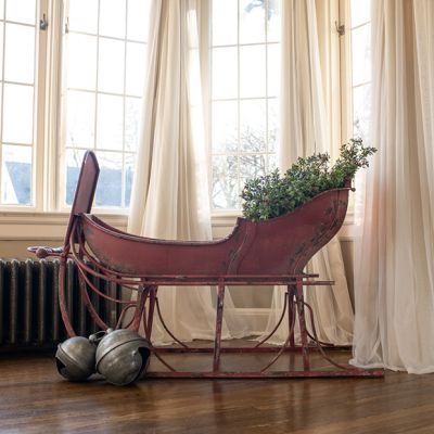 Large Antiqued Red Sleigh