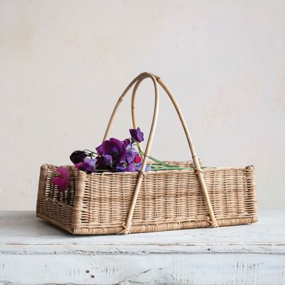 Large Handled Natural Rattan Display Basket