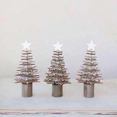 Laser Cut Wood Christmas Tree Set of 3