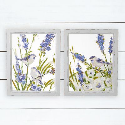 Lavender and Chickadee Framed Print Set of 2