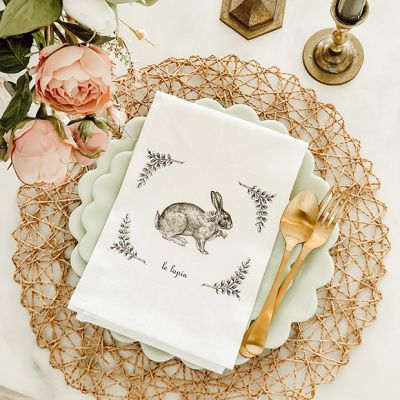 Le Lapin French Bunny Dinner Napkin Set of 4