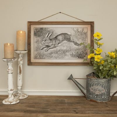 Leaping Bunny Hanging Framed Wall Decor