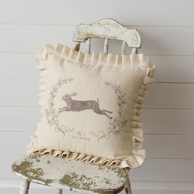 Leaping Rabbit Ruffled Accent Pillow