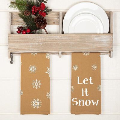 Let It Snow Burlap Tea Towel Set of 2