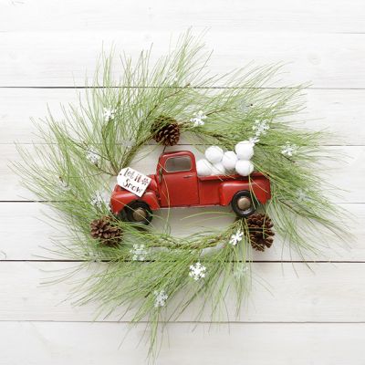Let It Snow Farm Truck Decorative Wreath
