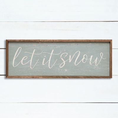Let It Snow Framed Rustic Wall Sign
