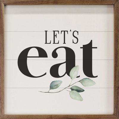 Let's Eat Greenery White Framed Sign