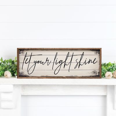 Let Your Light Shine Whitewash Framed Sign