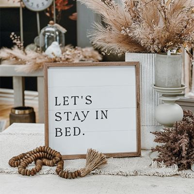 Lets Stay In Bed White Framed Sign