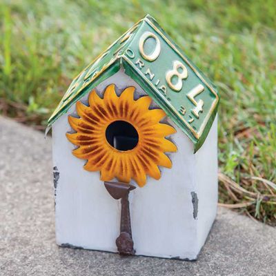 License Plate Sunflower Decorative Birdhouse