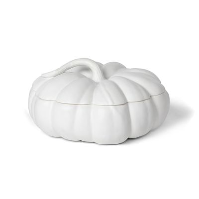 Lidded Ceramic Pumpkin Bowl 7 Inch