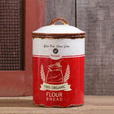 Lidded Retro Ceramic Flour Canister