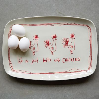 Life Is Just Better With Chickens Stoneware Platter 