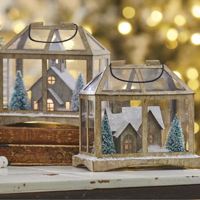 Light Up Winter Scene Terrarium Set of 2