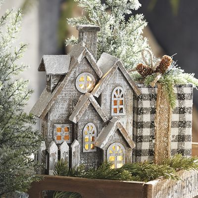 Lighted Wood Village House 13 Inch