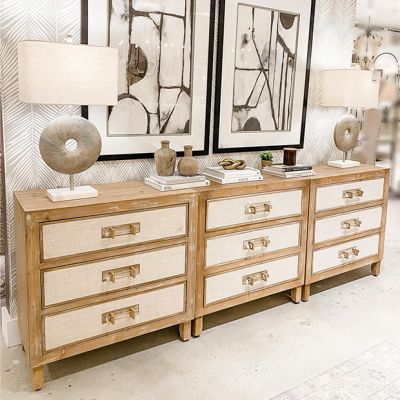 Linen Front 3 Drawer Accent Chest