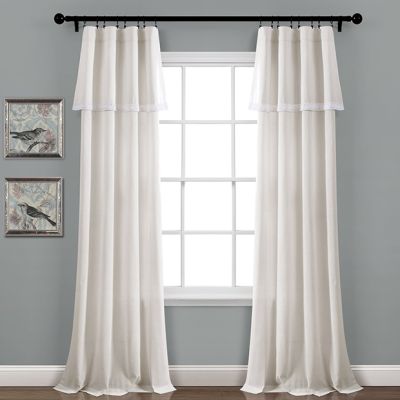 Linen Lace Curtain Panels Set of 2
