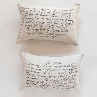 Linen Print Lumbar Pillow