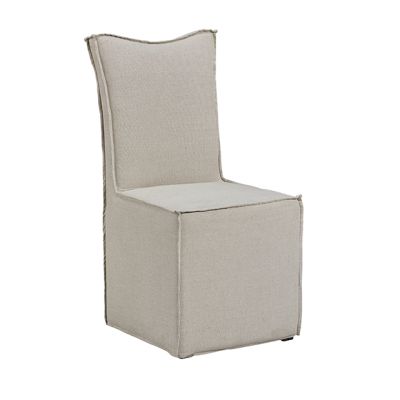 Linen Upholstered Cube Dining Chair Set of 2