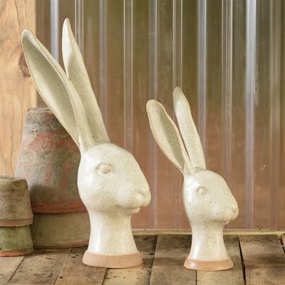 Long Ear Ceramic Rabbit Head Figurine