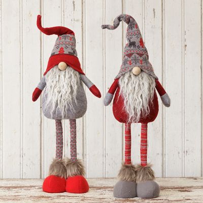 Long Legged Snow Lodge Gnome Figures Set of 2