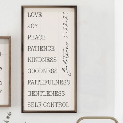 Love Joy Peace Galatians 5:22-23 White Wall Sign