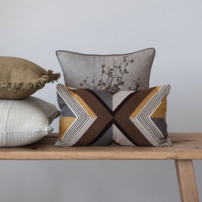 Lovely Lines Embroidered Lumbar Pillow
