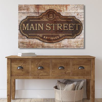 Main Street Antiques Canvas Wall Sign