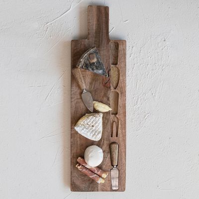 Mango Wood Charcuterie Board With Inlay Utensils