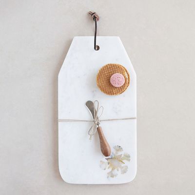 Marble Cutting Board With Canape Knife Set