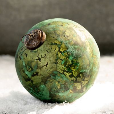 Marble Finished Glass Ball Ornament 5 Inch