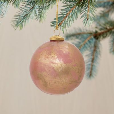 Marbled Pink Mercury Glass Ornament Set of 3