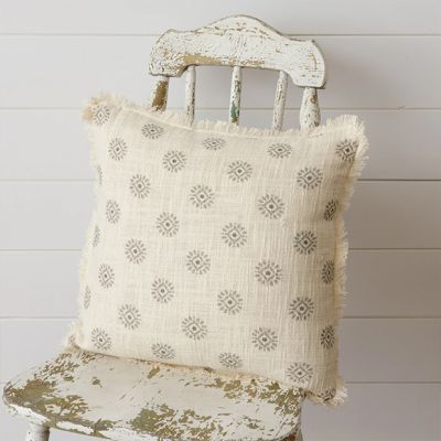 Medallion Print Fringed Accent Pillow