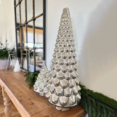 Mercury Glass Cone Tree Set of 3