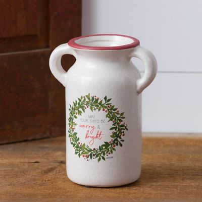 Merry and Bright Two Handle Pitcher Vase