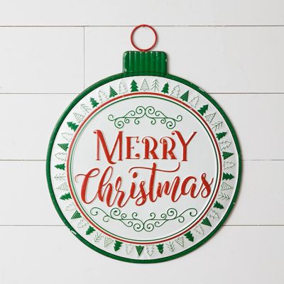 Merry Christmas Metal Hanging Ornament Sign