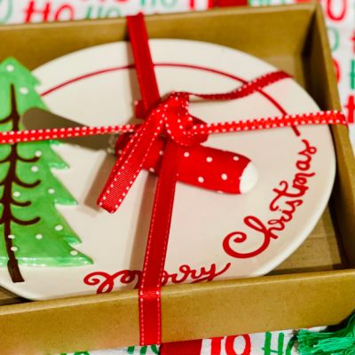 Merry Christmas Plate With Spreader Gift Set