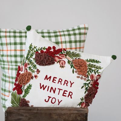 Merry Winter Joy Wreath Accent Pillow