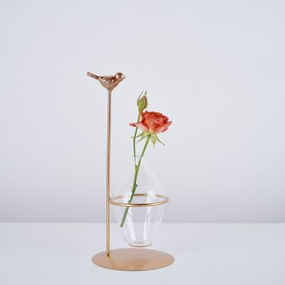 Metal Bird Stand With Vase
