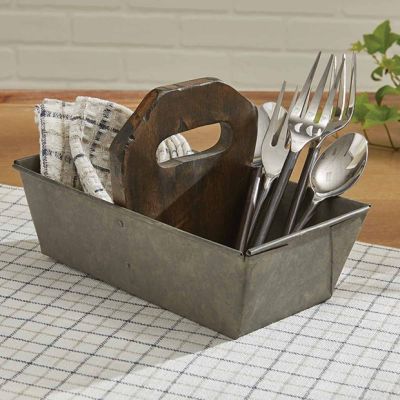 Metal Caddy With Wooden Handle