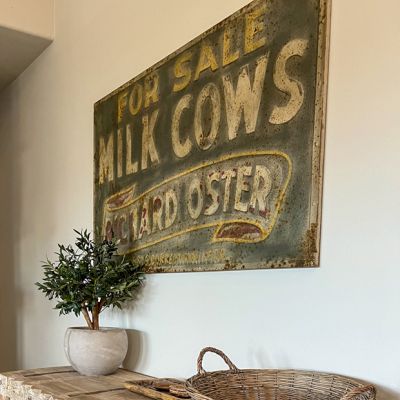 Metal Embossed Milk Cows For Sale Sign
