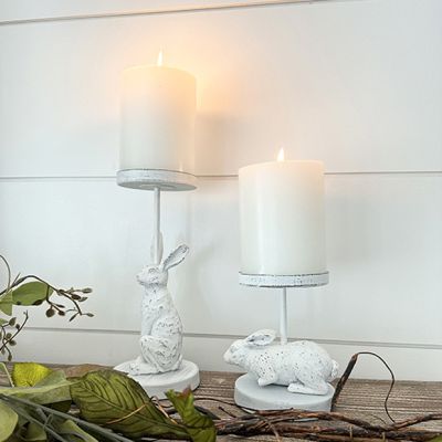 Metal Farmhouse Bunny Candle Holder