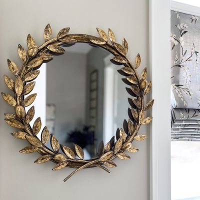 Metal Laurel Wreath Wall Mirror
