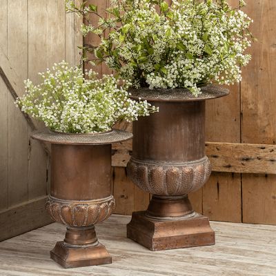 Metal Pedestal Urn Set of 2