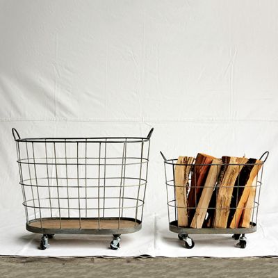 Metal Rolling Laundry Baskets Set of 2
