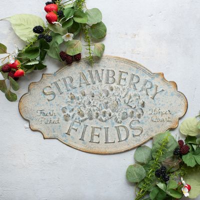 Metal Strawberry Fields Sign