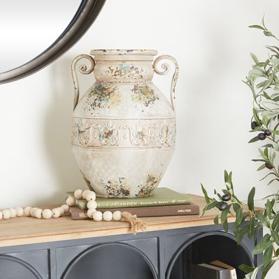 Metal Vase With Distressed Finish Tall