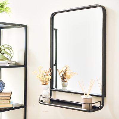 Metal Wall Mirror With Shelf